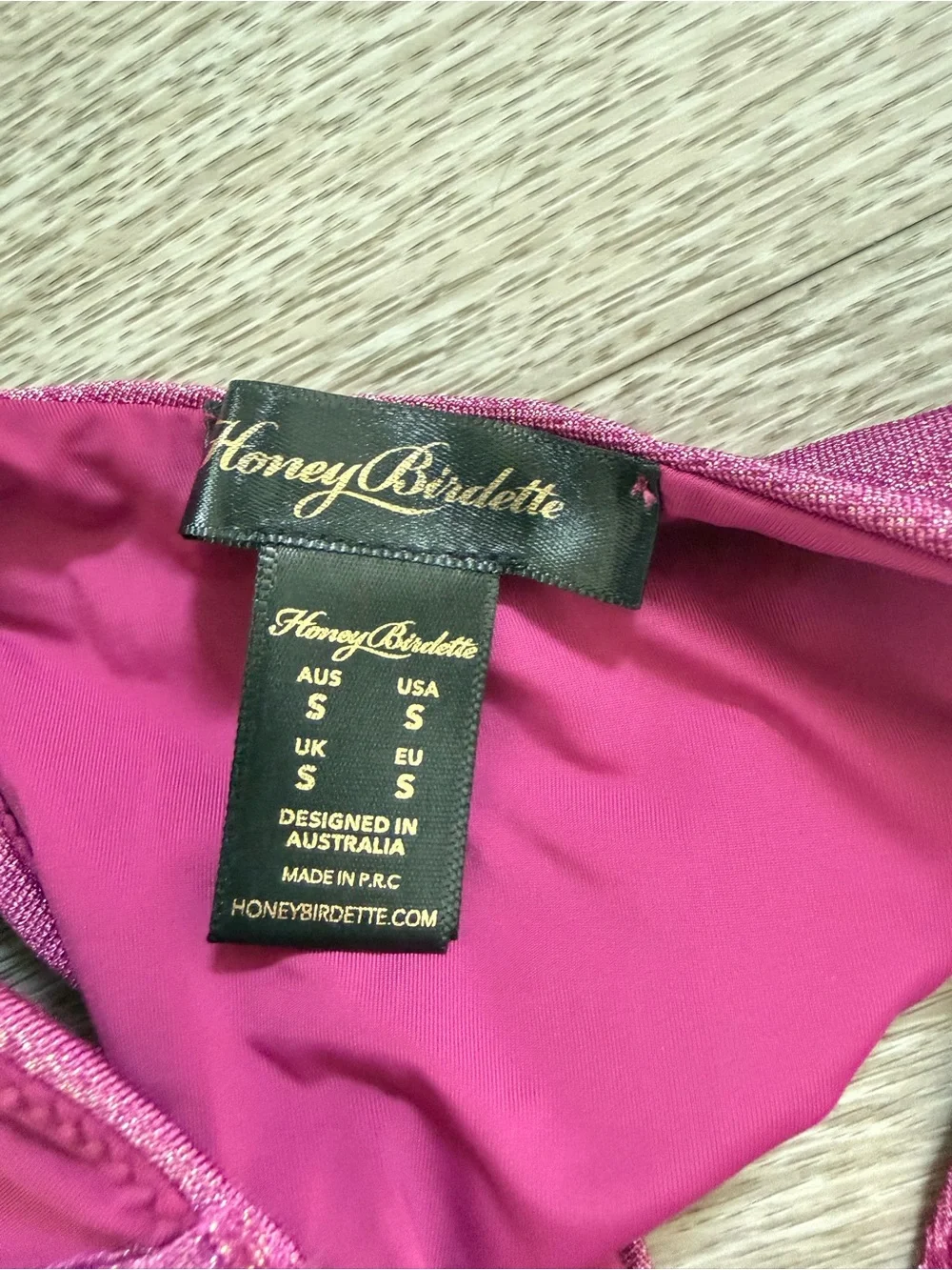Honey Birdette Metallic Fuchsia Pink Ring Detail Cutout One-Piece Swimsuit S